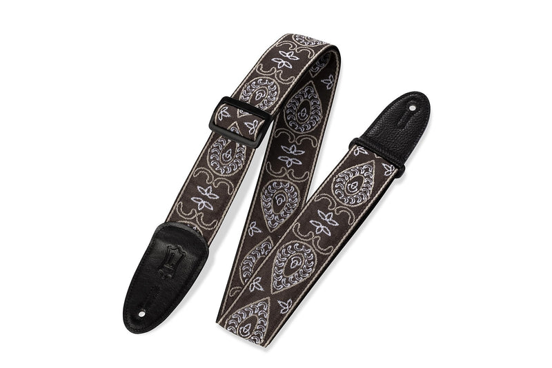 Levy's M8HT-24 2″ 60’s Hootenanny Jacquard Weave Guitar Strap - Brown/White