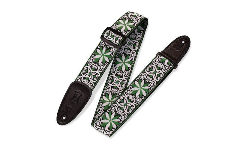 Levy's M8HT-11 2" 60s Hootenanny Jacquard Weave Guitar Strap - Green/Black/White