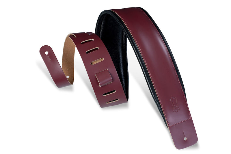 Levy's 3" Wide Genuine Leather Guitar Strap - Burgundy