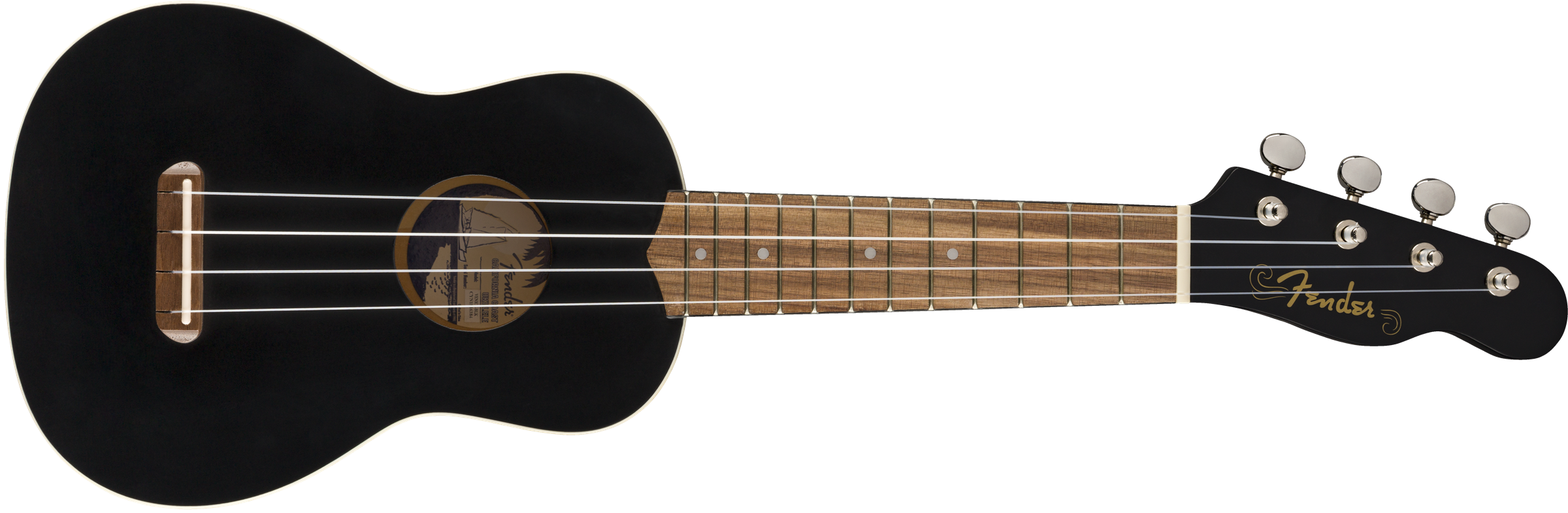 Fender Venice Soprano Ukulele Black  Walnut Fingerboard