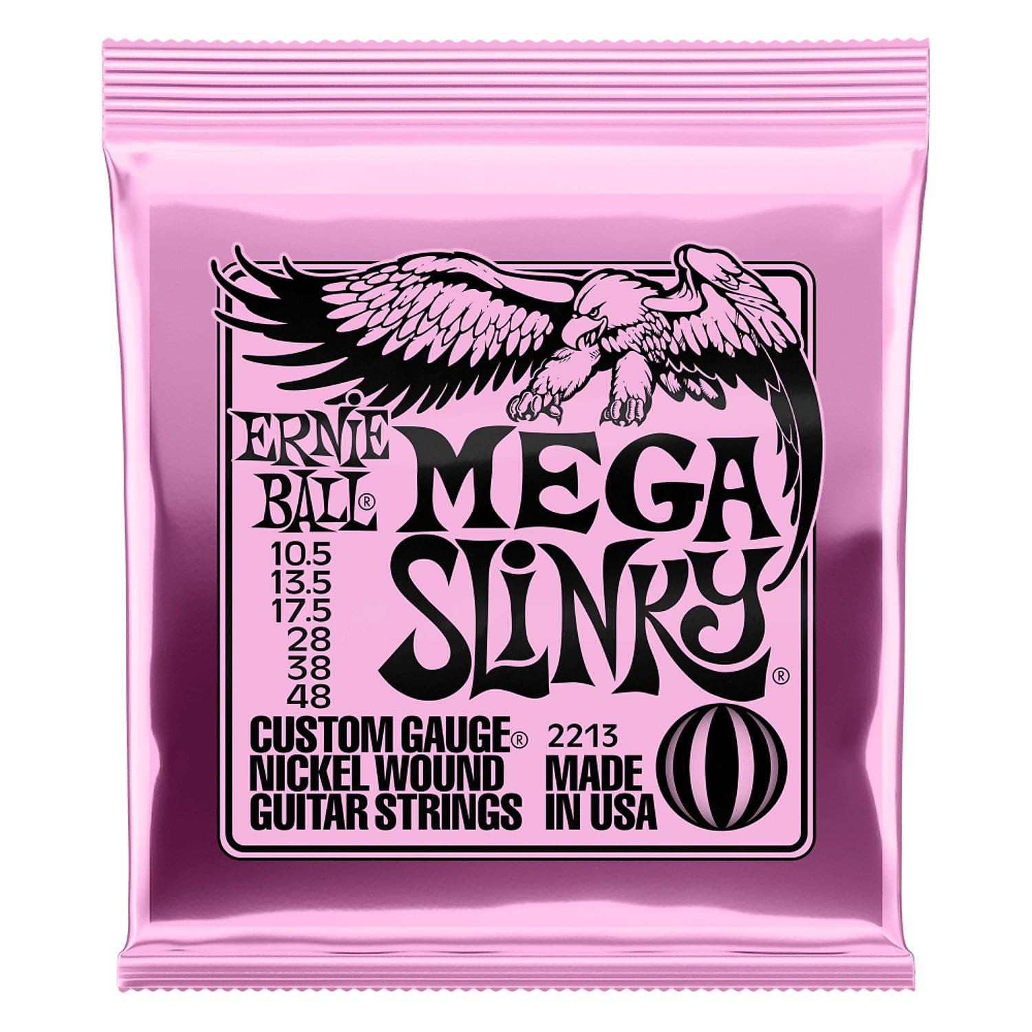 Ernie Ball Mega Slinky Nickel Wound Electric Guitar Strings - 10.5-48 Gauge 2213