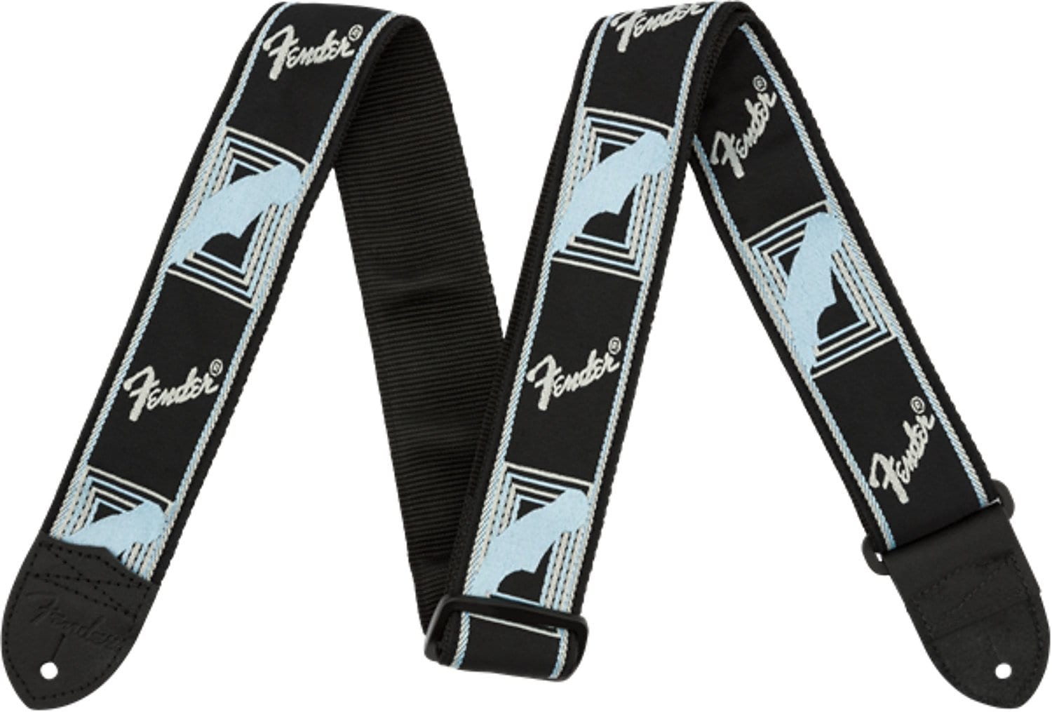 Fender 2'' Monogrammed Black/Light Grey/Blue Strap