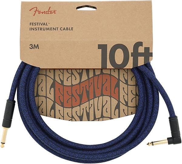 Fender 10' Angled Festival Instrument Cable, Pure Hemp, Blue Dream