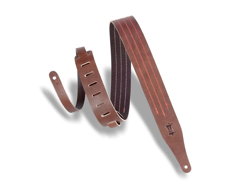 Levy's Triple Stitch - Contrast Guitar Strap - Brown/Red