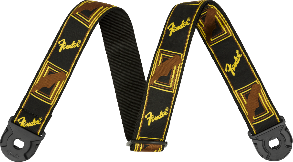 Fender Quick Grip - Black/Yellow/Brown Monogram Strap