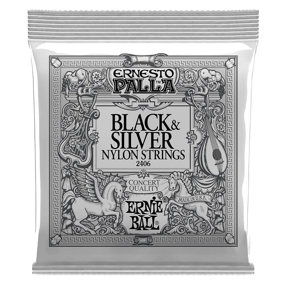 Ernie Ball 2406 Ernesto Palla Black & Silver Nylon Classical Guitar Strings