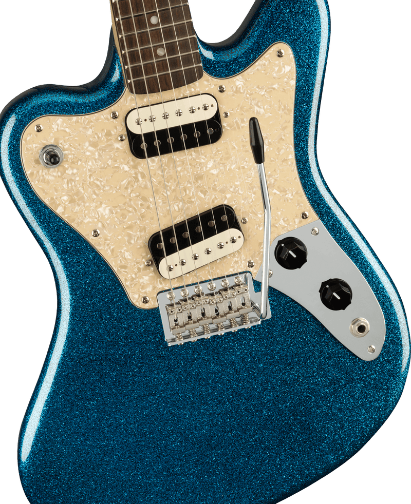 Fender Squier Paranormal Super-Sonic Laurel Fingerboard, Pearloid Pickguard, Blue Sparkle