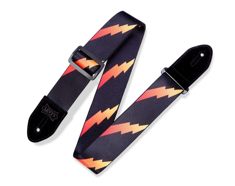 Levy's 2in Wide Printed Polyester Rainbolt Guitar Strap
