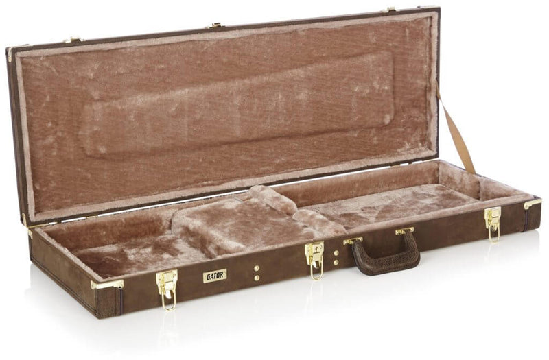 Gator Cases Deluxe Wood Series Electric Guitar Case, Vintage Brown