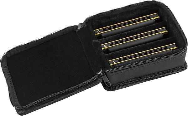 Fender Blues DeVille Harmonica, Pack of 3, with Case