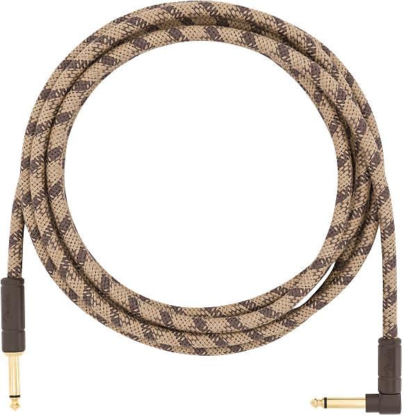 Fender 10' Angled Festival Instrument Cable, Pure Hemp, Brown Stripe