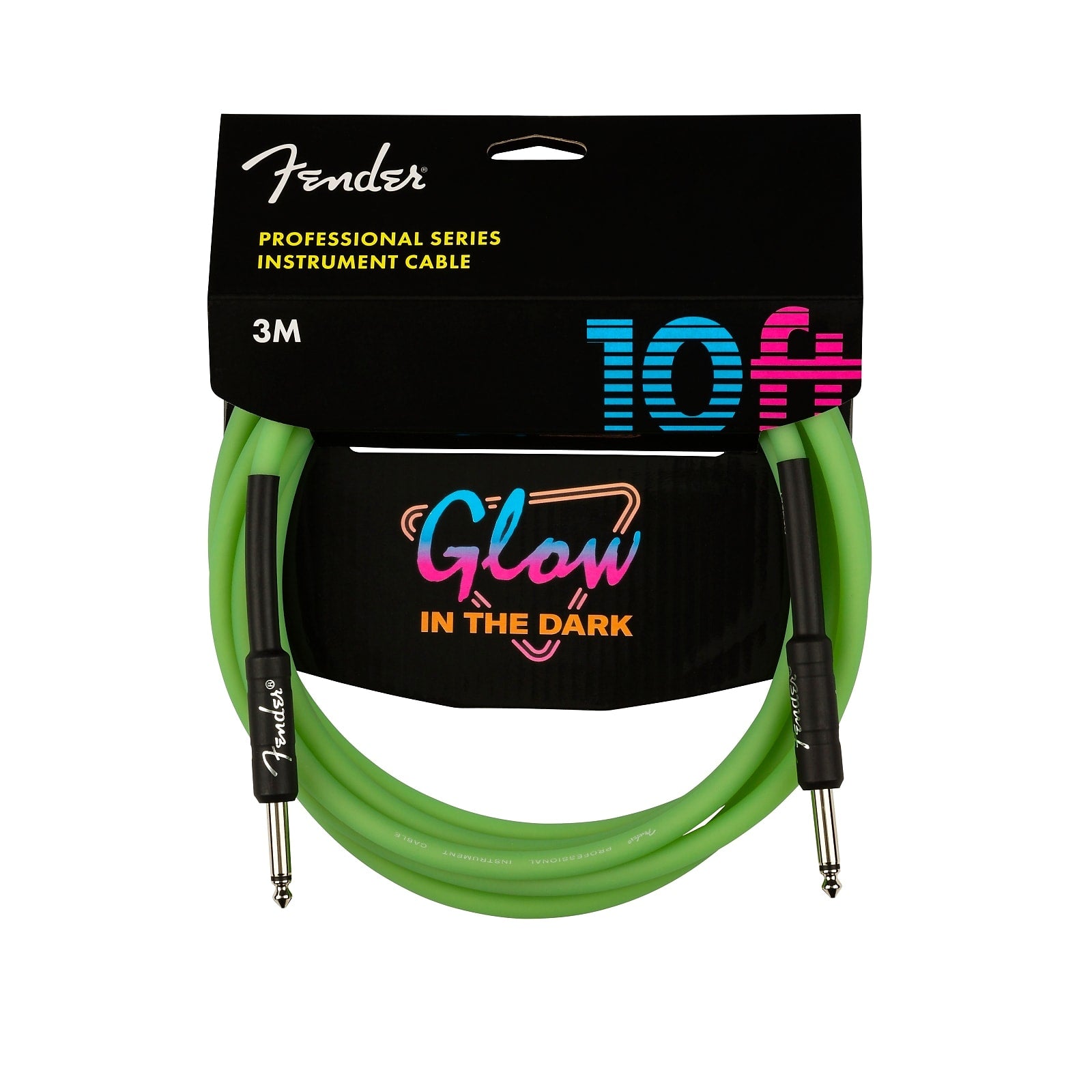 Fender Professional Glow in the Dark Cable, Green, 10'