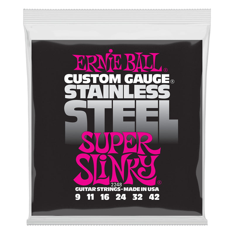 Ernie Ball 2248 Super Slinky Stainless Steel Wound Electric Guitar Strings 9-42