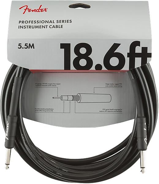 Fender Professional Series Instrument Cable, Straight/Straight, 18.6', Black